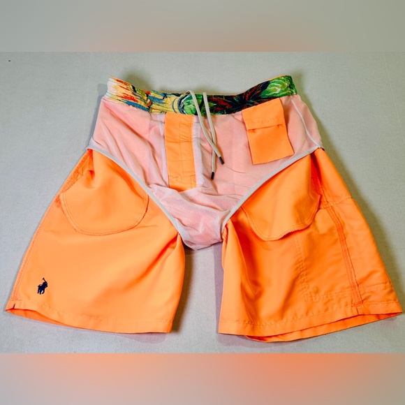Polo Ralph Lauren Beach Swim Board Surf Shorts/Trunks Bright Orange Size M - Picture 10 of 13